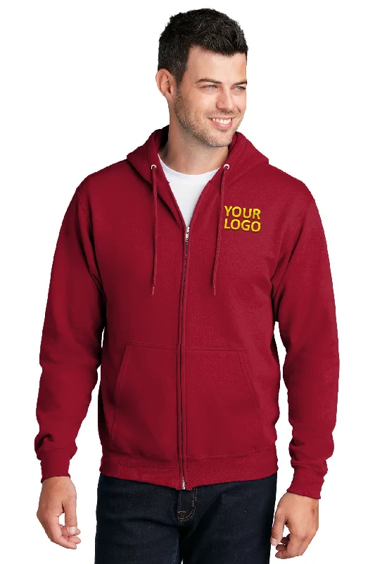 Port & Company Core Fleece Customized Zip Hoodies, Red