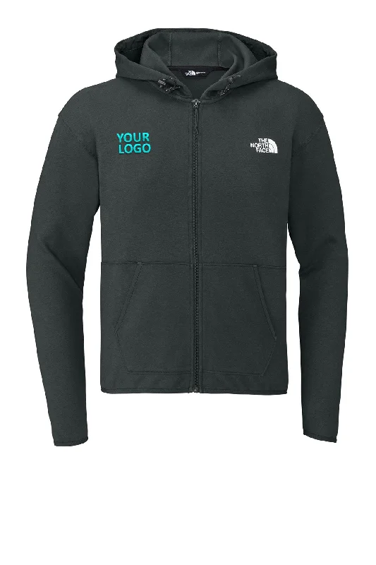 North Face Double-Knit Zip Custom Hoodies, Asphalt Grey