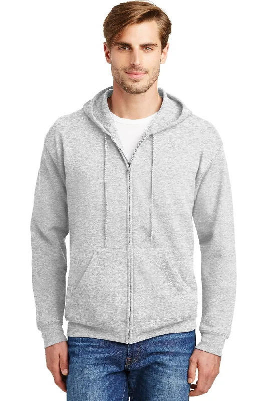 Hanes Ecosmart Full Zip Hooded Sweatshirt P180 Ash