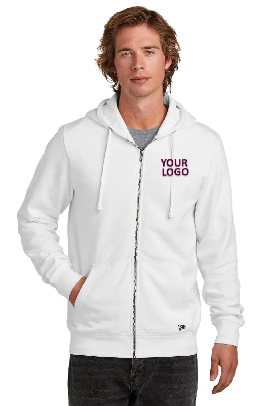 New Era Comeback Fleece Full-Zip Custom Hoodies, White