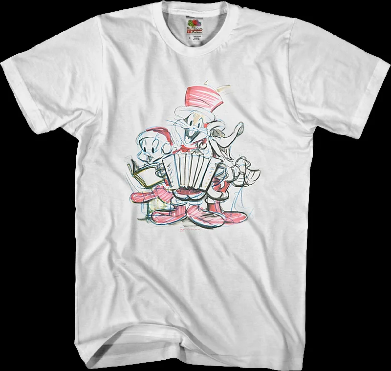 Christmas Caroling Sketch Looney Tunes T-Shirt