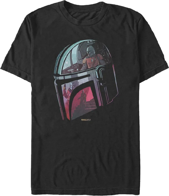 Mandalorian Helmet Reflection Star Wars T-Shirt