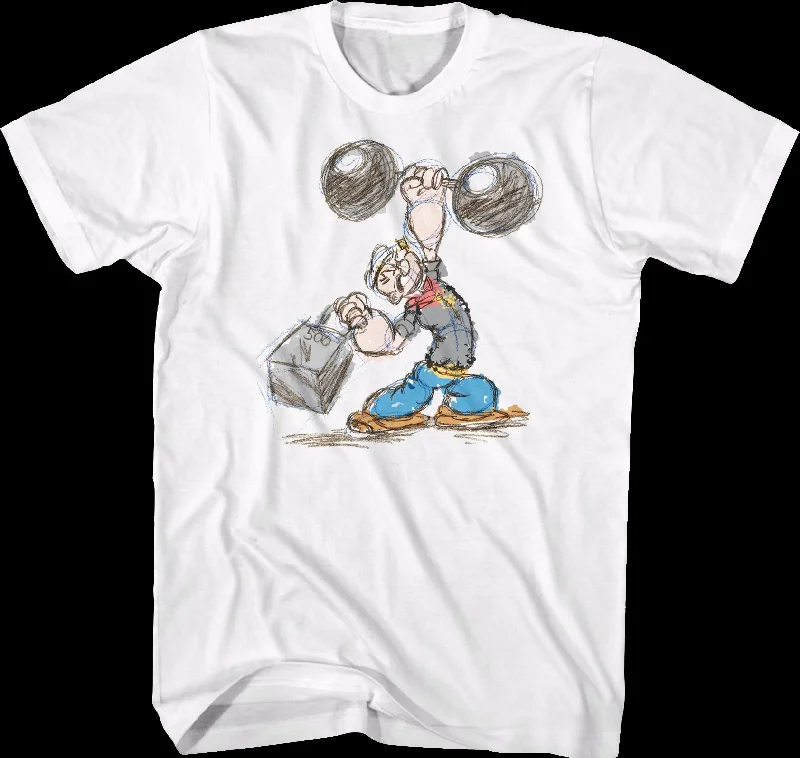 Weightlifting Sketch Popeye T-Shirt