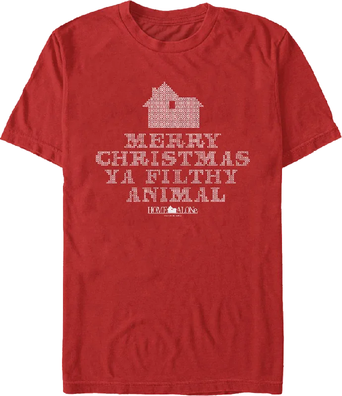 Filthy Animal Faux Ugly Knit Christmas Sweater Home Alone T-Shirt