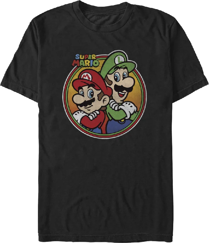 Mario & Luigi Retro Circle Super Mario Bros. T-Shirt