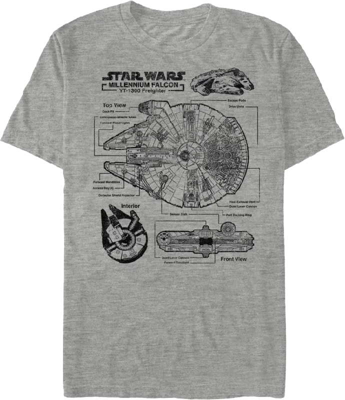 Millennium Falcon Schematic Star Wars T-Shirt