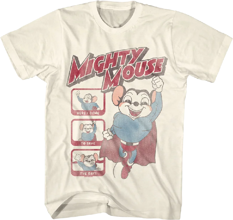 Here I Come To Save The Day Collage Mighty Mouse T-Shirt