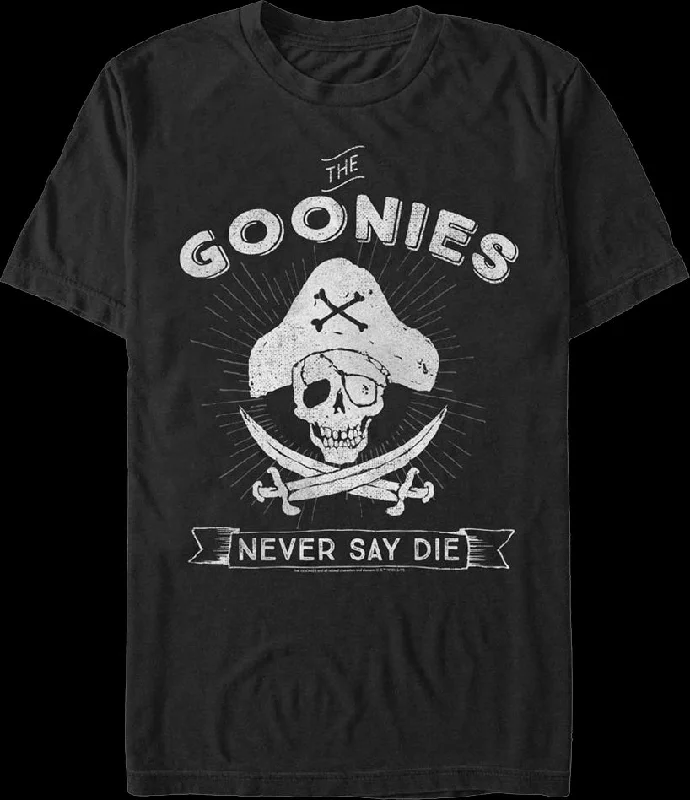 Never Say Die Pirate Logo Goonies T-Shirt