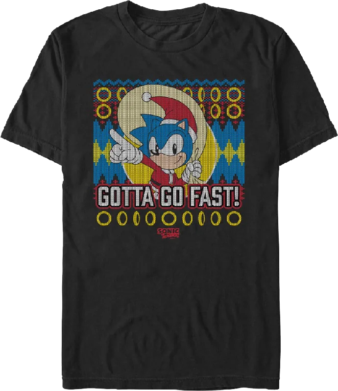 Gotta Go Fast Faux Ugly Christmas Sweater Sonic The Hedgehog T-Shirt