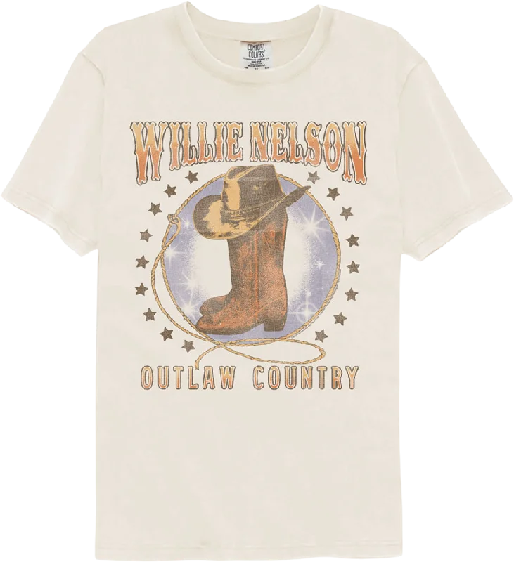 Outlaw Country Boots & Hat Willie Nelson Comfort Colors Brand T-Shirt