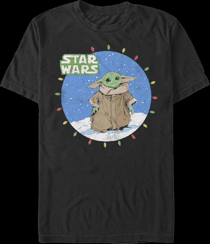 The Child Christmas Lights Circle The Mandalorian Star Wars T-Shirt