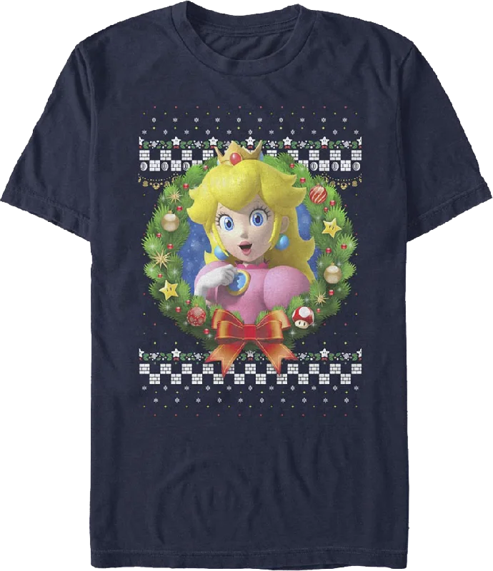 Princess Peach Christmas Wreath Super Mario Bros. T-Shirt