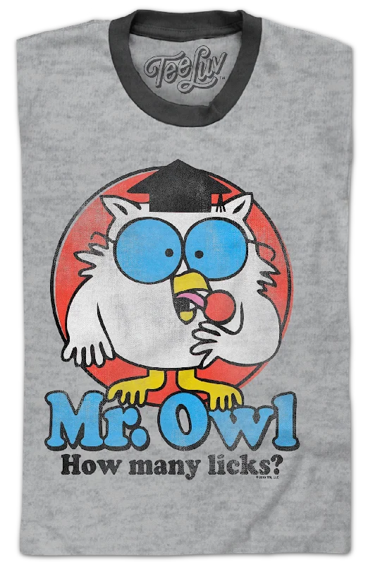 Retro Mr. Owl How Many Licks? Tootsie Pop Ringer Shirt