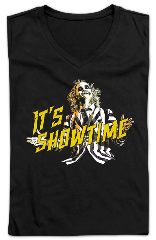 Ladies It's Showtime Beetlejuice V-Neck Shirt