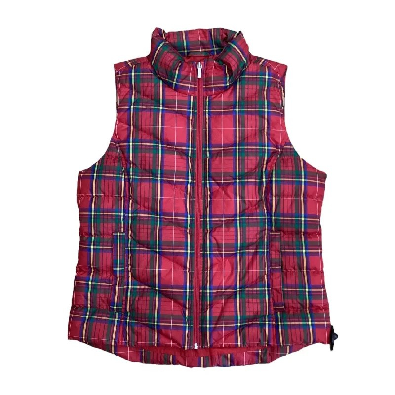 Vest Puffer & Quilted By Lands End In Plaid Pattern, Size: M