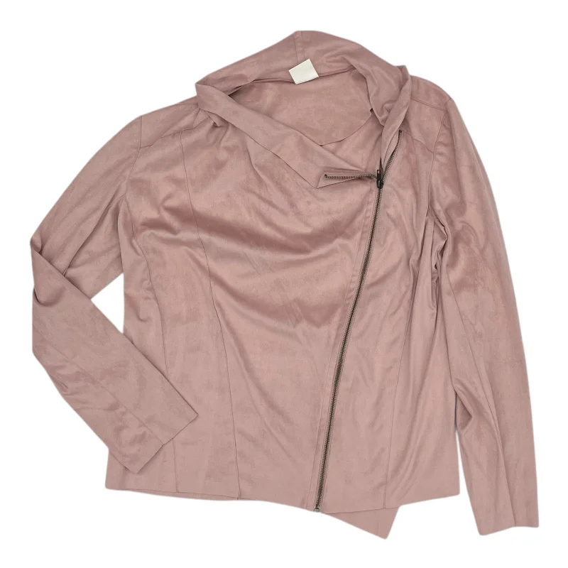 Jacket Moto By Clothes Mentor In Pink, Size:2X