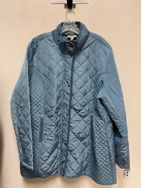 Jacket Puffer & Quilted By Appleseeds In Blue, Size: 3x