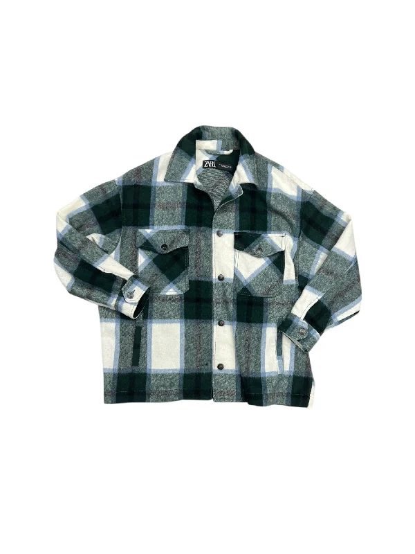 Jacket Shirt By Zara In Plaid Pattern, Size: S