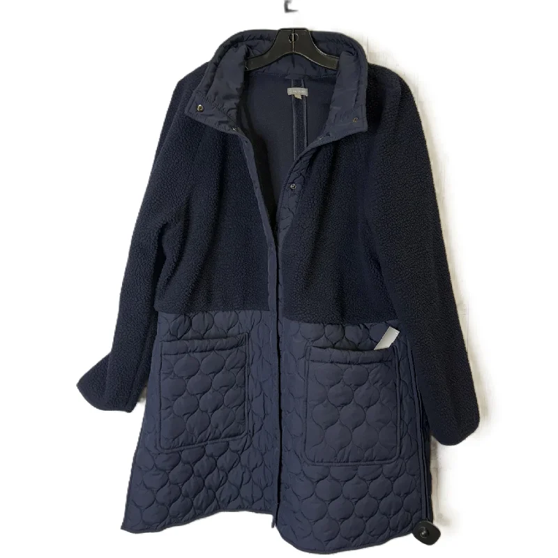 Jacket Faux Fur & Sherpa By Talbots In Navy, Size: Xl