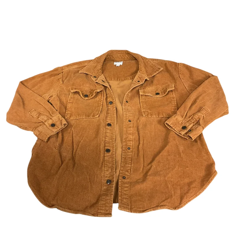 Jacket Shirt By Kensie In Brown, Size: M