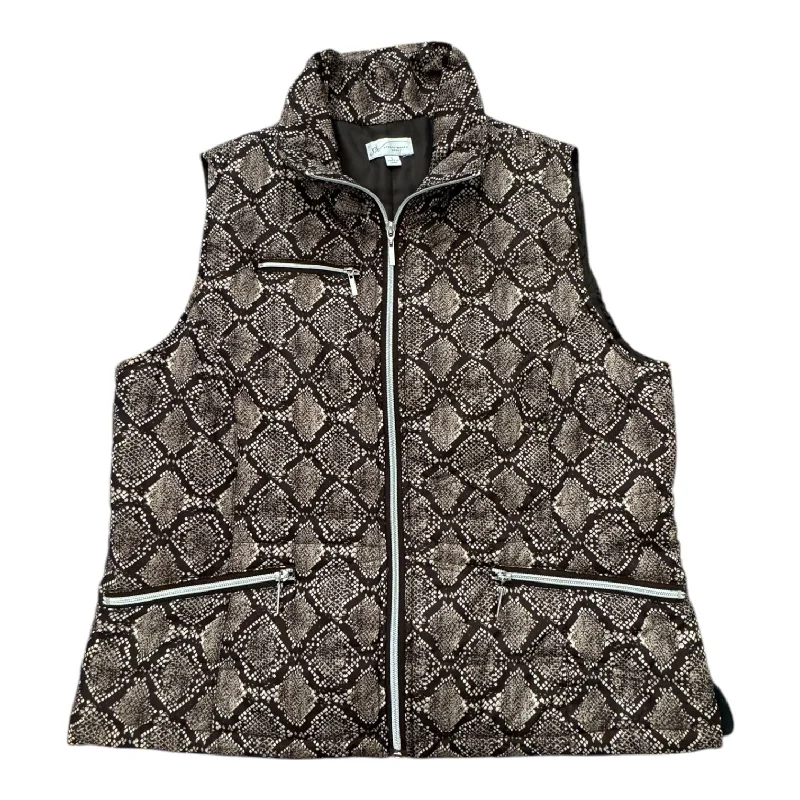 Vest Puffer & Quilted By Studio Works In Snakeskin Print, Size: L