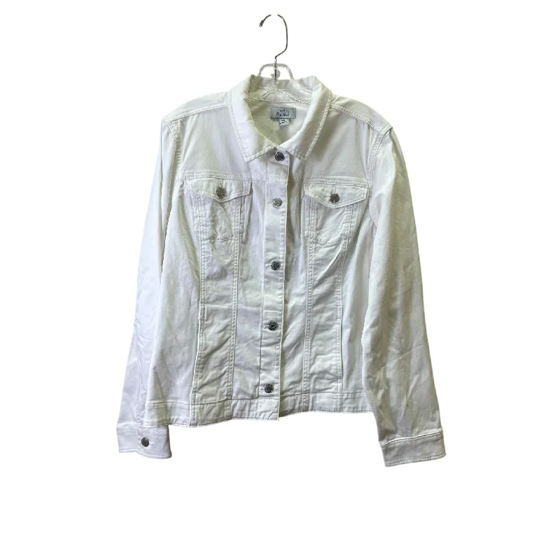 Jacket Denim By Croft And Barrow In White, Size:1X