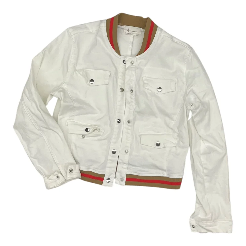 Jacket Denim By Anthropologie In White Denim, Size:M