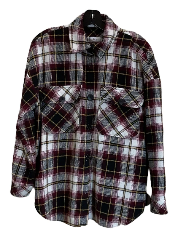 Jacket Shirt By Clothes Mentor In Red & White, Size: L