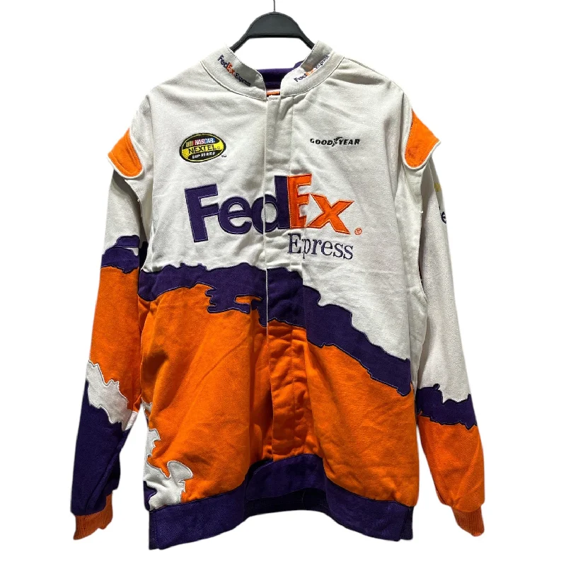 CHASE AUTHENTICS/Jacket/XL/Cotton/WHT/Graphic/FED EX RACING JACKET