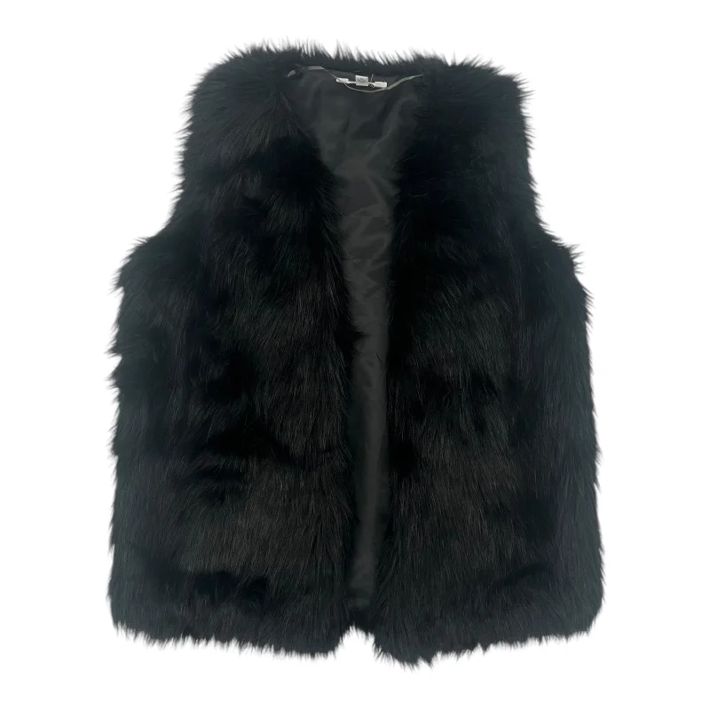 Vest Faux Fur & Sherpa By Time And Tru In Black, Size:M