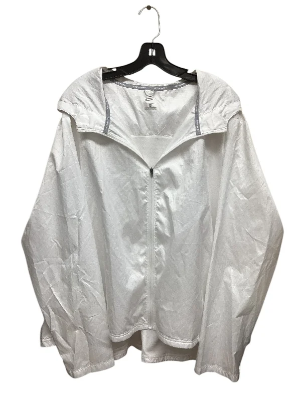 Jacket Windbreaker By Nike In White, Size: Xxxl