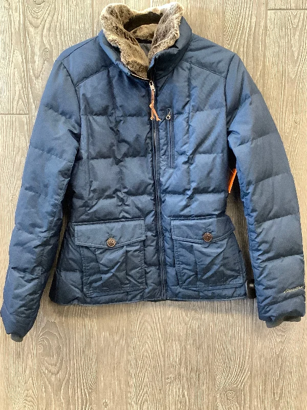 Jacket Faux Fur & Sherpa By Eddie Bauer In Blue, Size: M