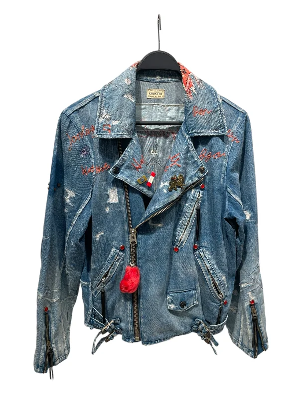 KAPITAL/Denim Jkt/S/Denim/BLU/All Over Print/RST, EMBROID PATCH