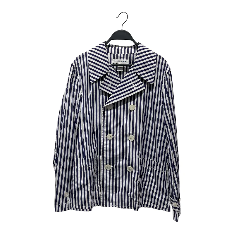 COMME des GARCONS SHIRT/Jacket/M/Cotton/BLU/Stripe/DOUBLE BREASTED