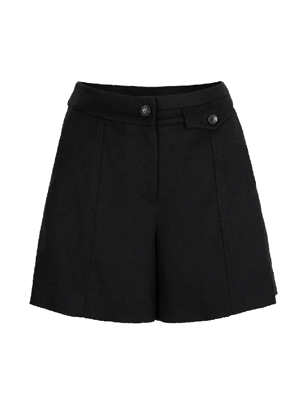 BORA AKSU Hooded Waistband Versatile Mulberry Silk-Blend Wool Shorts