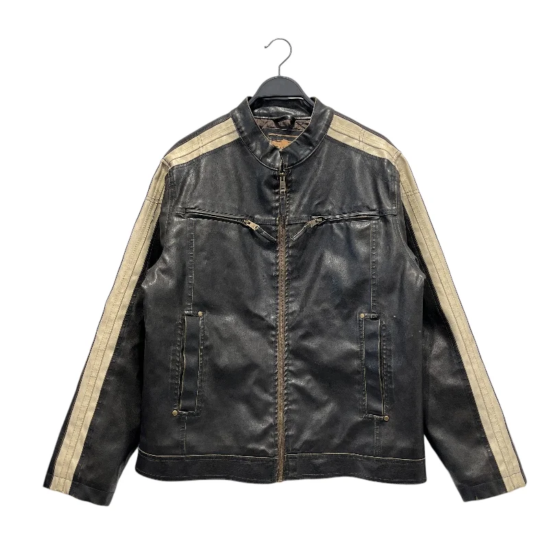 ARIZONA /Leather Jkt/LG/Leather/BLK/Stripe/