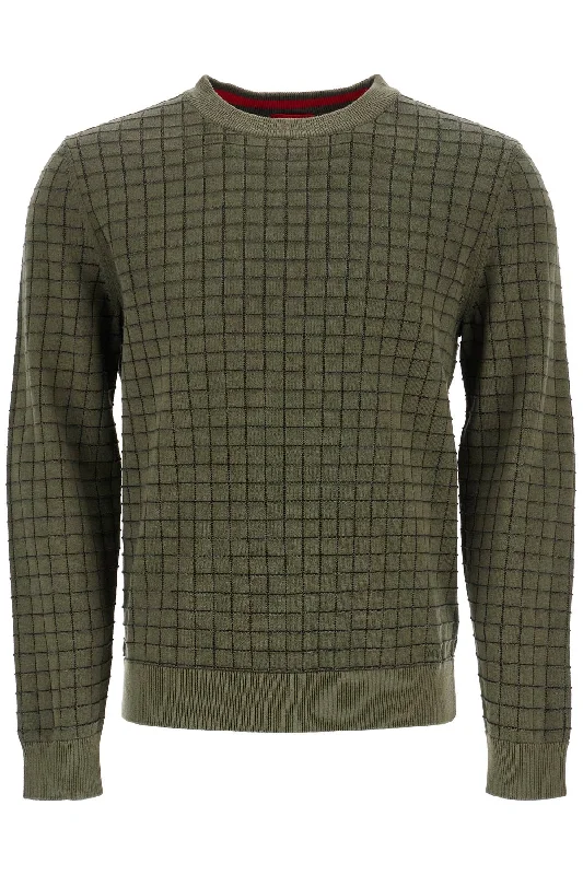 Hugo Men's Checke Cotton Sweater With Long Sleeves