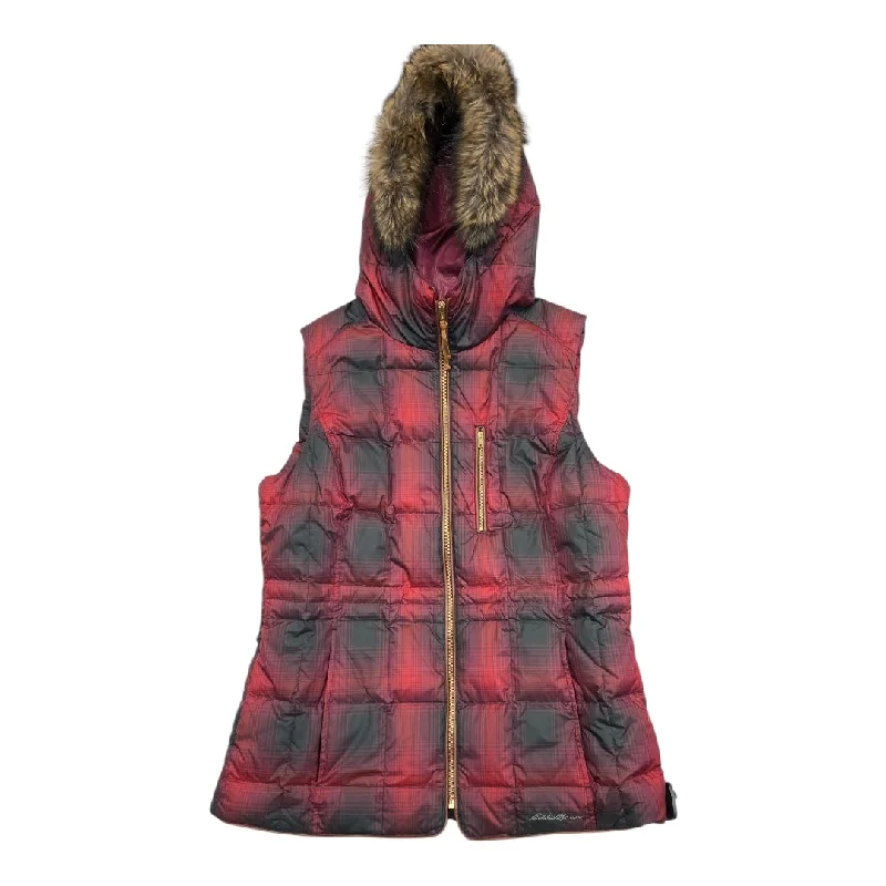 Vest Puffer & Quilted By Eddie Bauer In Black & Red, Size:Xl