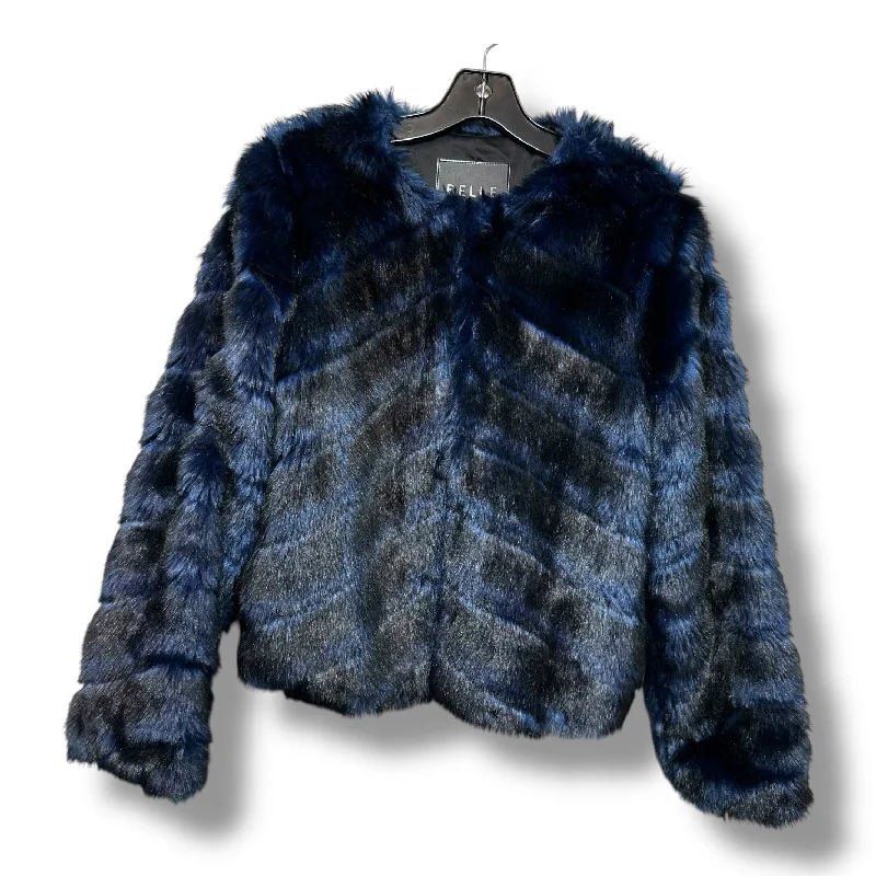 Jacket Faux Fur & Sherpa By Clothes Mentor In Blue, Size: S