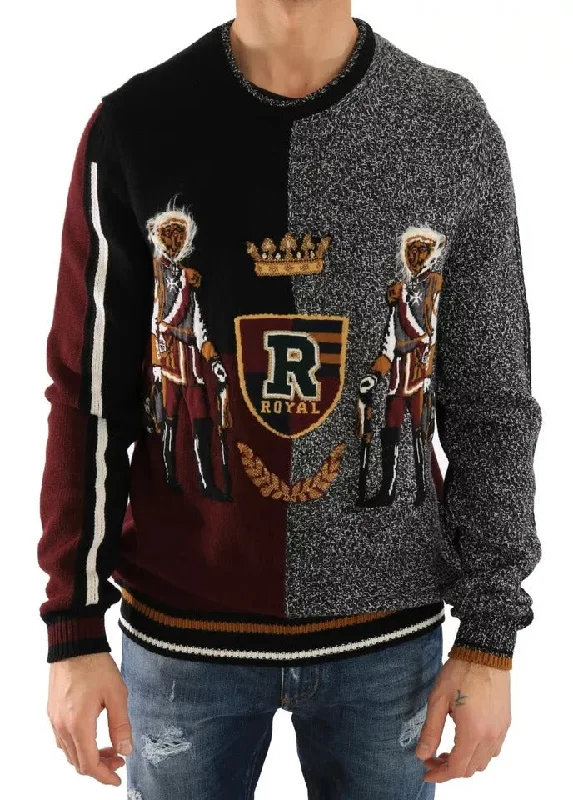 Dolce & Gabbana multi KING Knight Monkey Knitted Cashmere Wool Men's Sweater