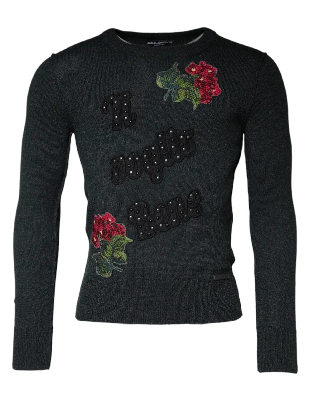 Dolce & Gabbana Embellished Crew Neck Pullover Men's Sweater