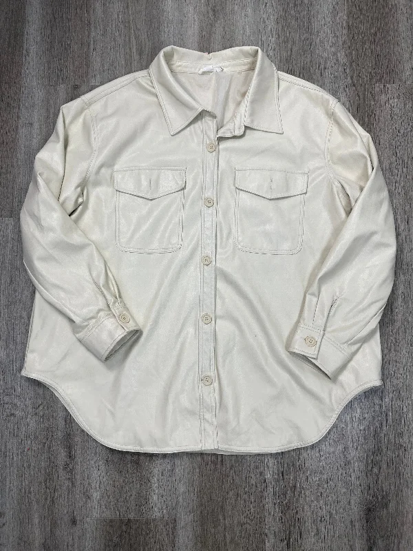 Jacket Shirt By Good American In Beige, Size: 2x