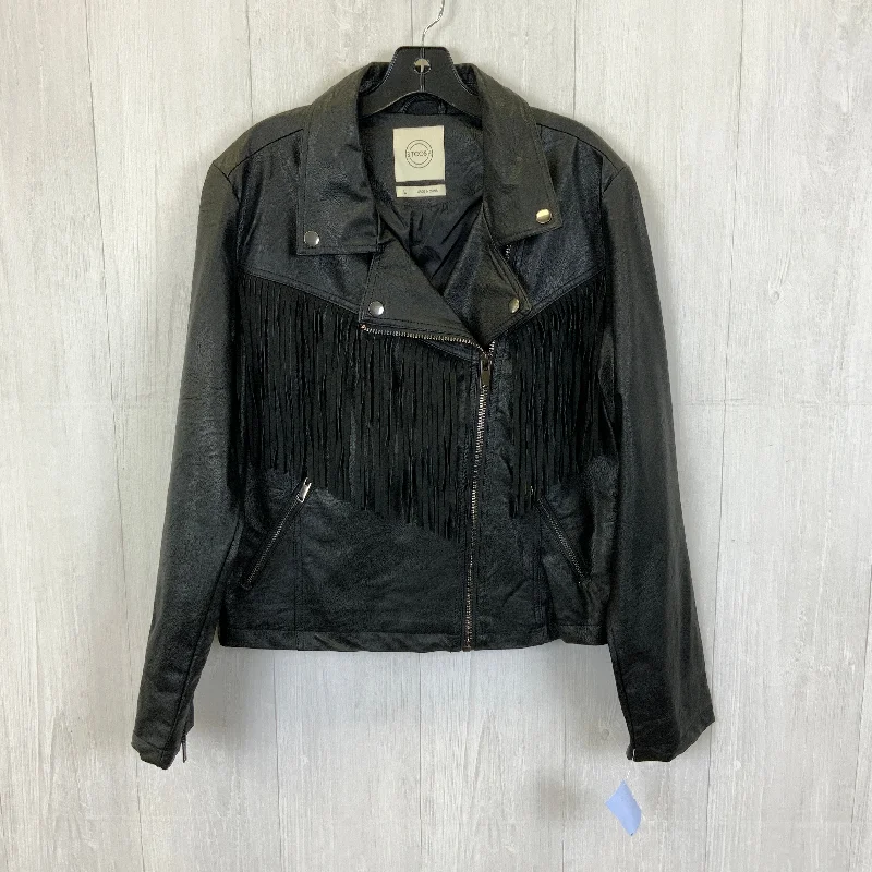 Jacket Leather By Clothes Mentor In Black, Size: L