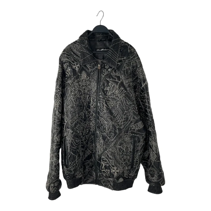 Pelle Pelle/Jacket/52/Leather/BLK/All Over Print/full embroidered jkt