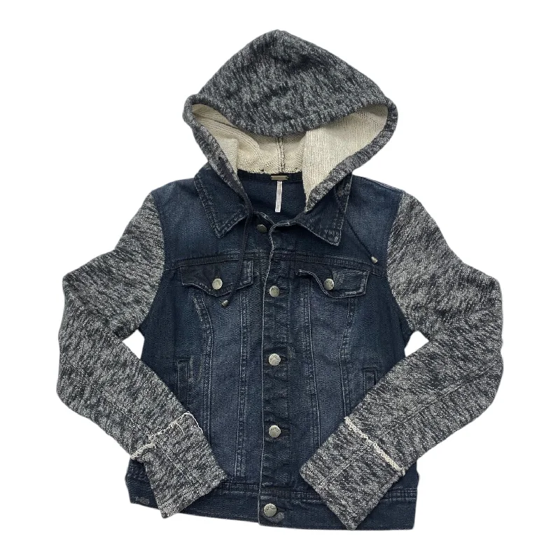 Jacket Denim By Free People In Silver, Size: S