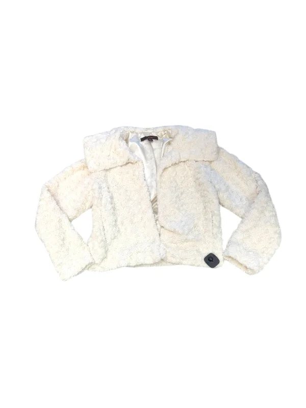 Jacket Faux Fur & Sherpa By Fever In Cream, Size: S