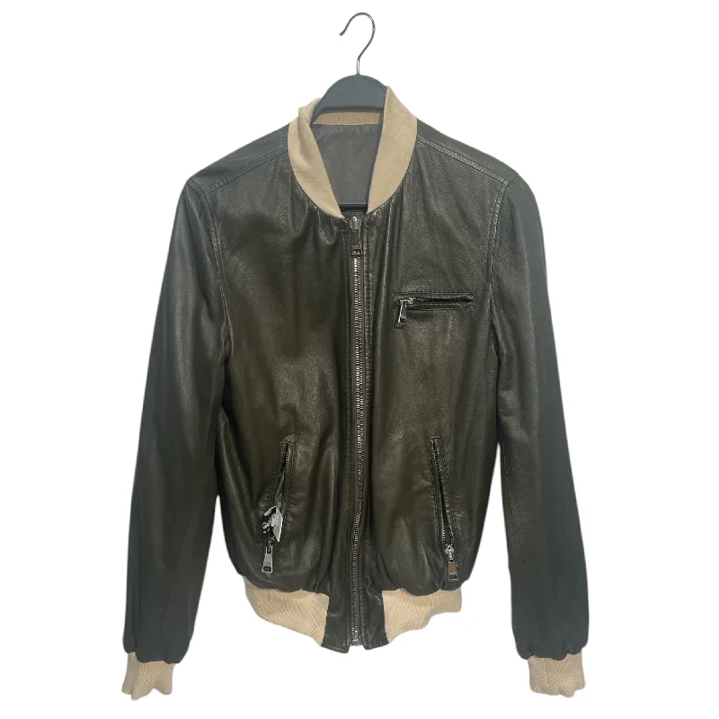 DOLCE&GABBANA/Leather Jkt/48/Leather/GRY/reverse green interior