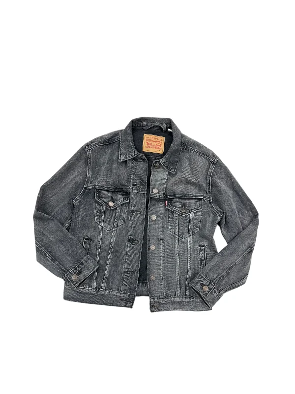 Jacket Denim By Levis In Black Denim, Size: S