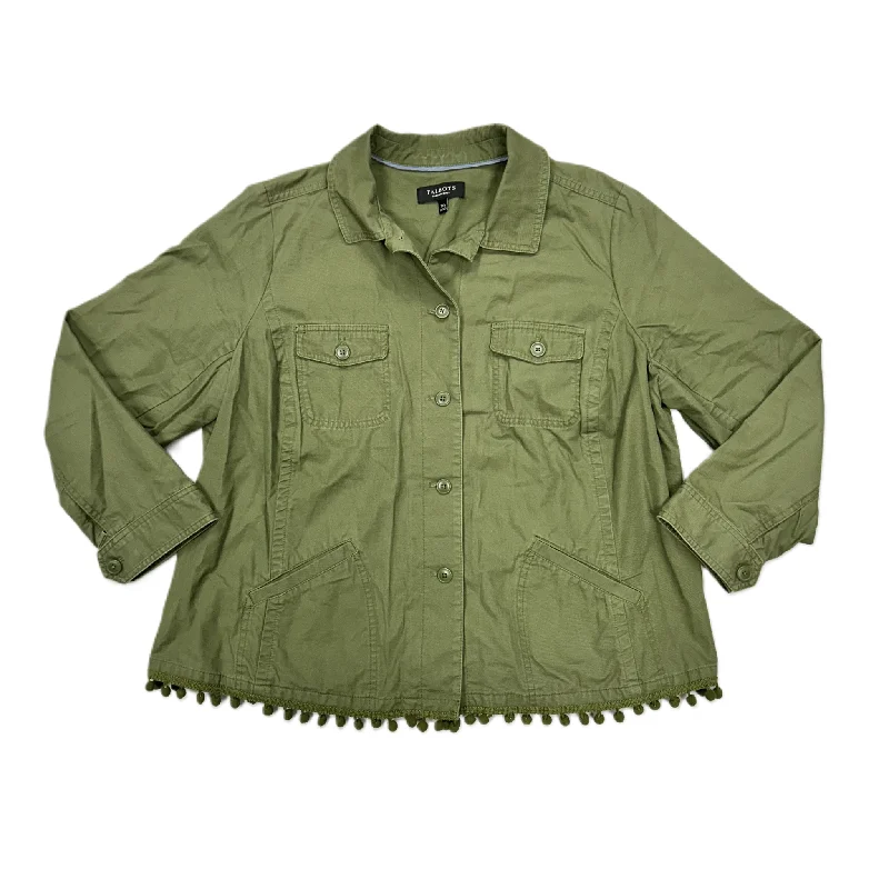 Jacket Shirt By Talbots In Green, Size: 2x