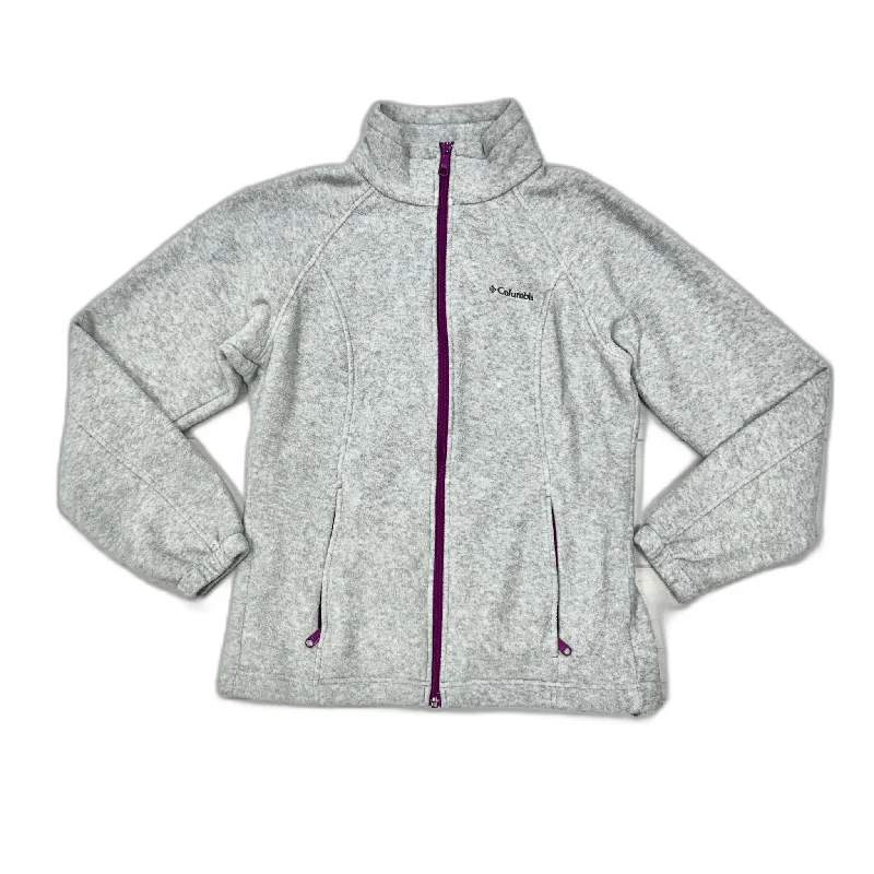 Jacket Fleece By Columbia In Grey & Purple, Size: S